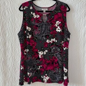 Dress Barn Sleeveless Paisley Floral Print Blouse